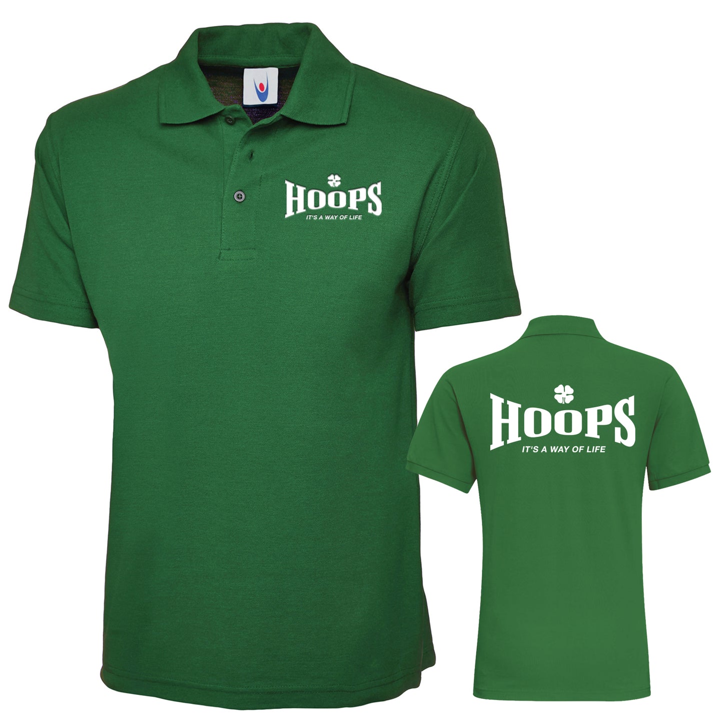 Hoops It's a Way of Life Polo Shirt Embroidered Polo Shirt with Print on Back
