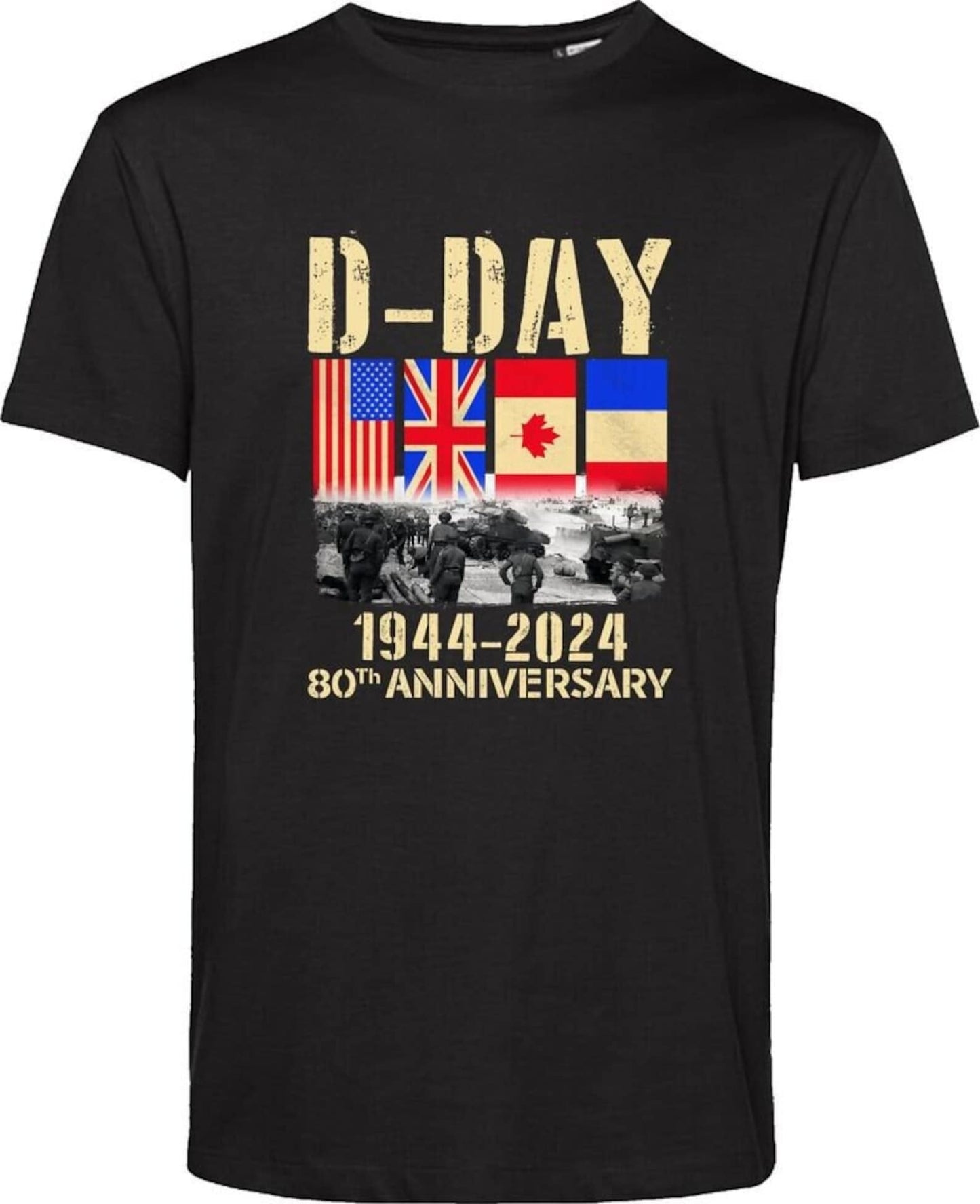 D-Day Normandy Landings 80th Anniversary 1944-2024 Flags T-Shirt