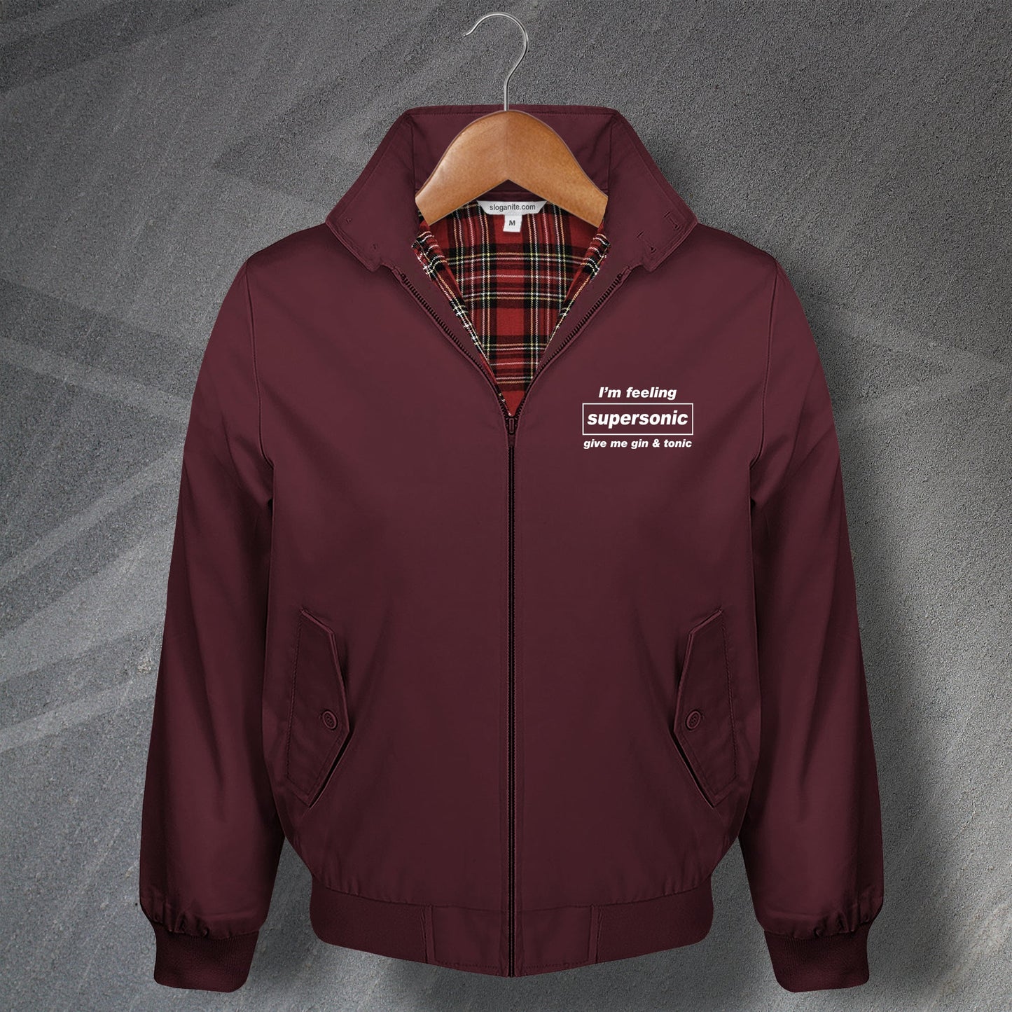 I'm Feeling Supersonic Give Me Gin & Tonic Embroidered Harrington Jacket