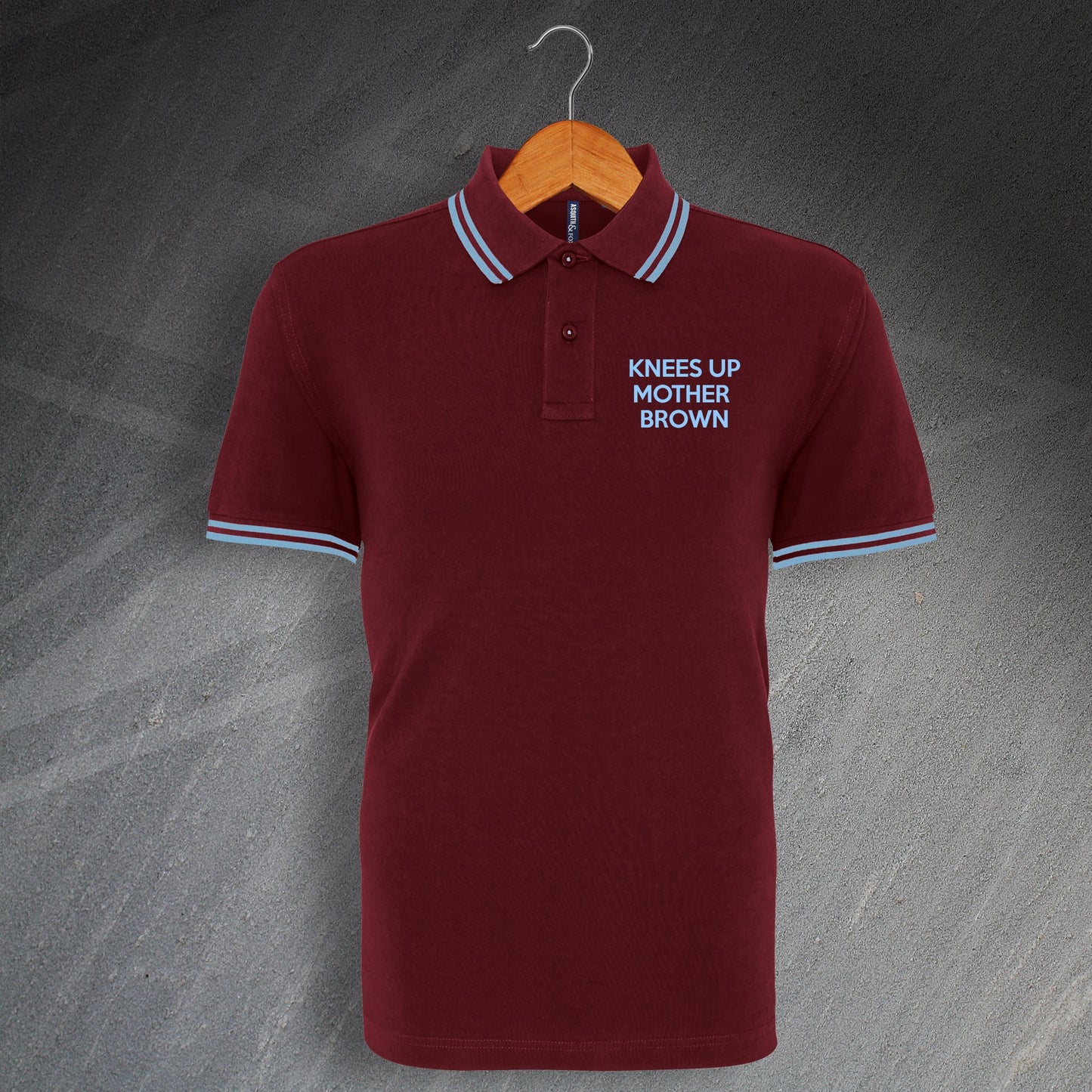 Knees Up Mother Brown Embroidered Tipped Polo Shirt
