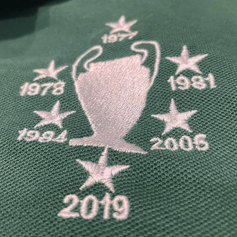 Retro Liverpool Six Time European Cup Winners Embroidered Classic Polo Shirt - Bottle Green 3XL