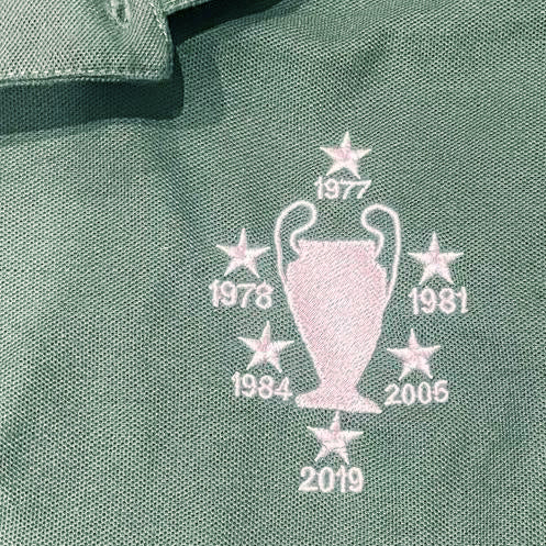 Retro Liverpool Six Time European Cup Winners Embroidered Classic Polo Shirt - Bottle Green 3XL