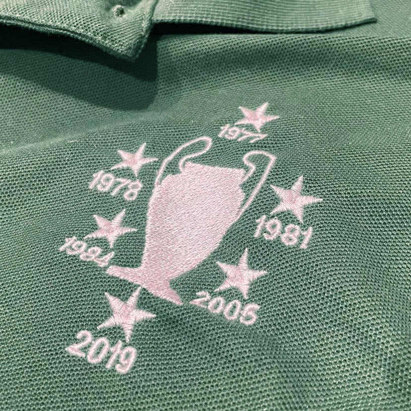 Retro Liverpool Six Time European Cup Winners Embroidered Classic Polo Shirt - Bottle Green 3XL