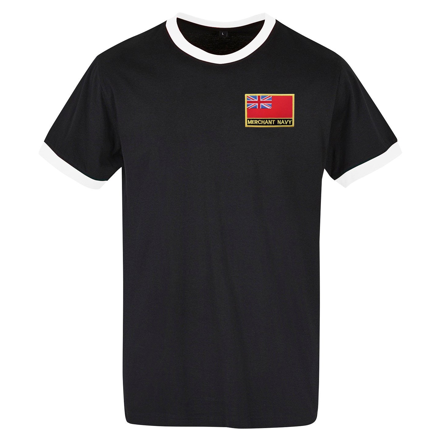 Merchant Navy Red Ensign Embroidered Ringer Shirt