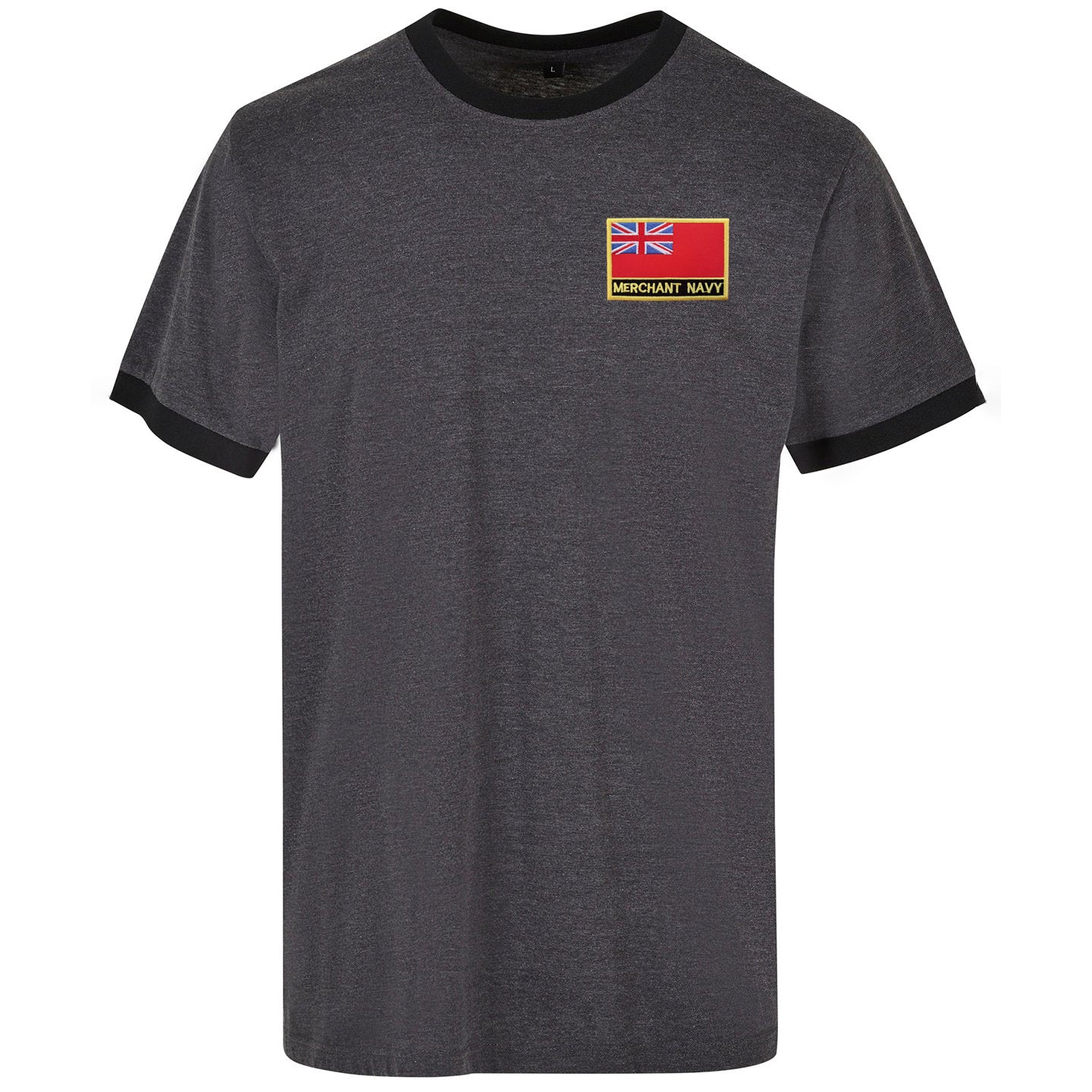 Merchant Navy Red Ensign Embroidered Ringer Shirt