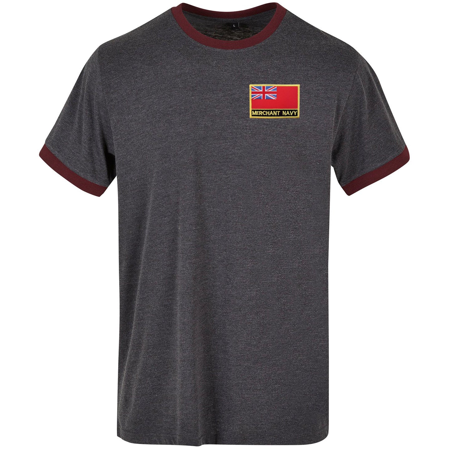 Merchant Navy Red Ensign Embroidered Ringer Shirt