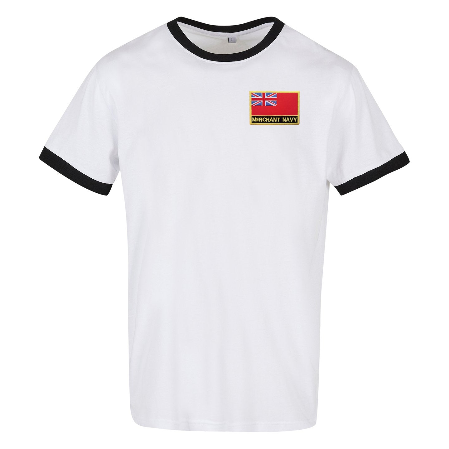 Merchant Navy Red Ensign Embroidered Ringer Shirt