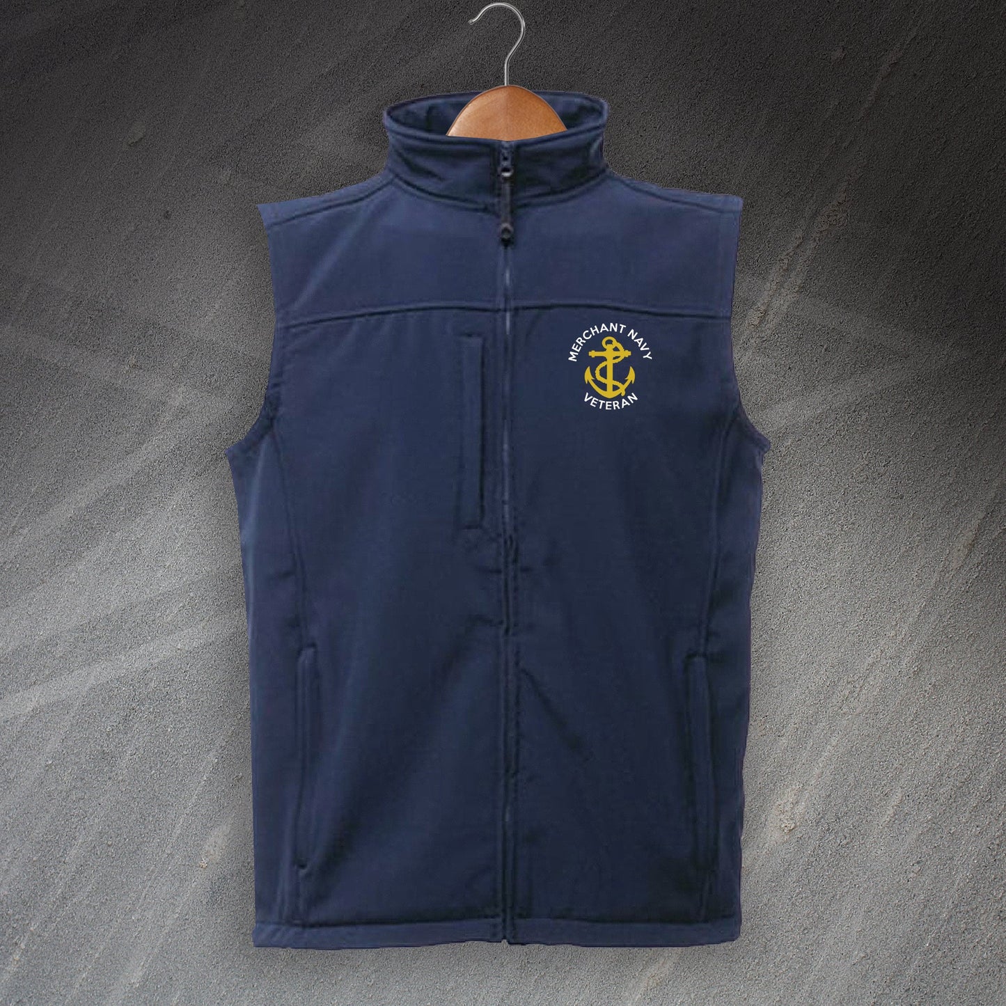 Merchant Navy Veteran Anchor Embroidered Flux Softshell Bodywarmer