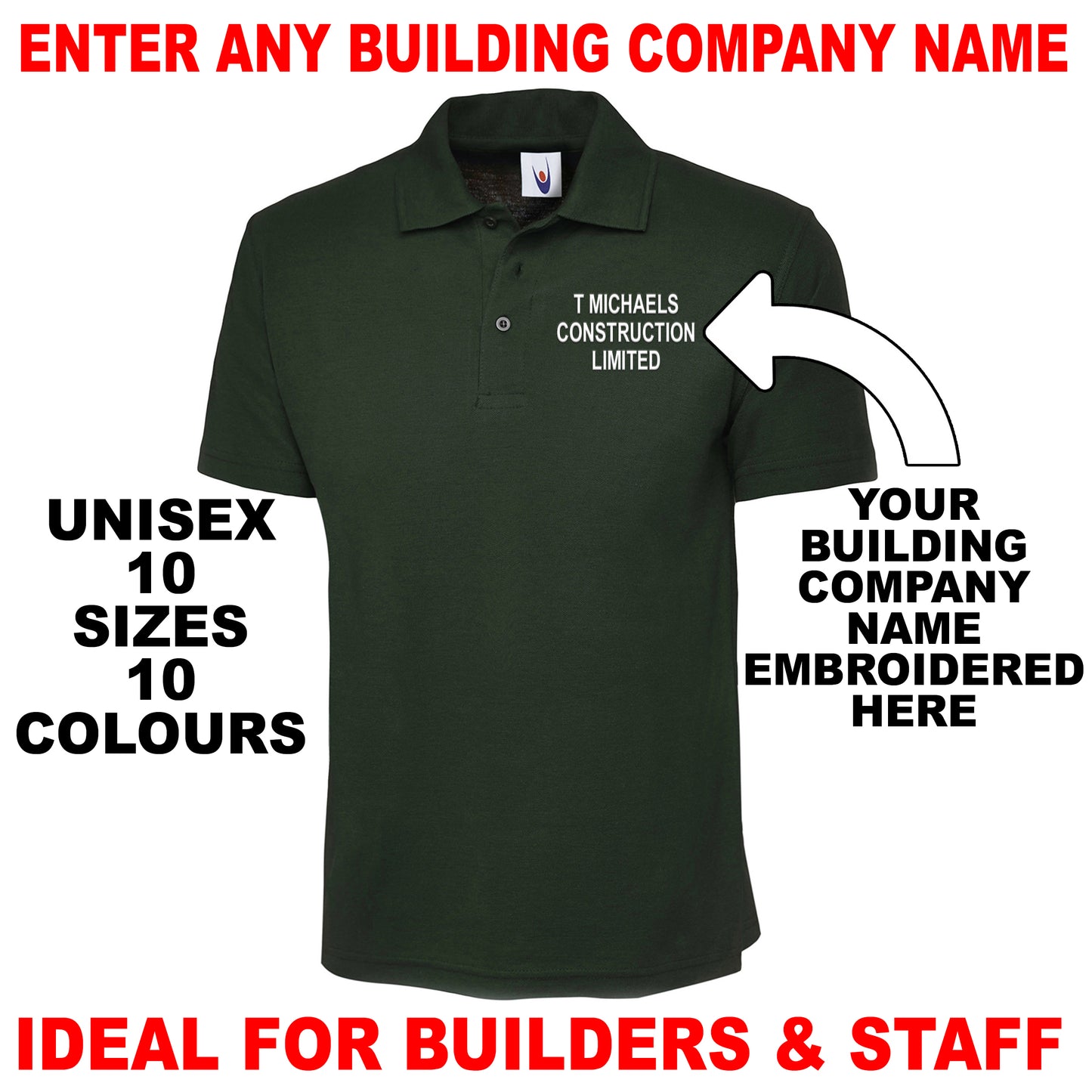 Personalised Building Company Polo Shirt UK
