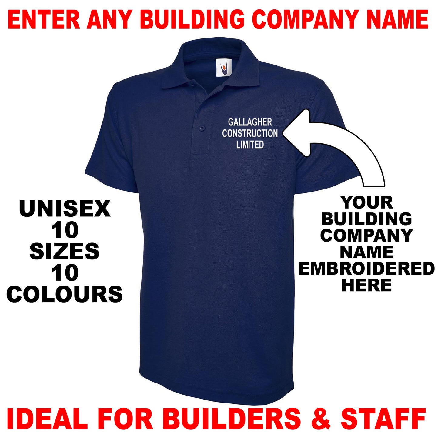 Personalised Building Company Polo Shirt UK
