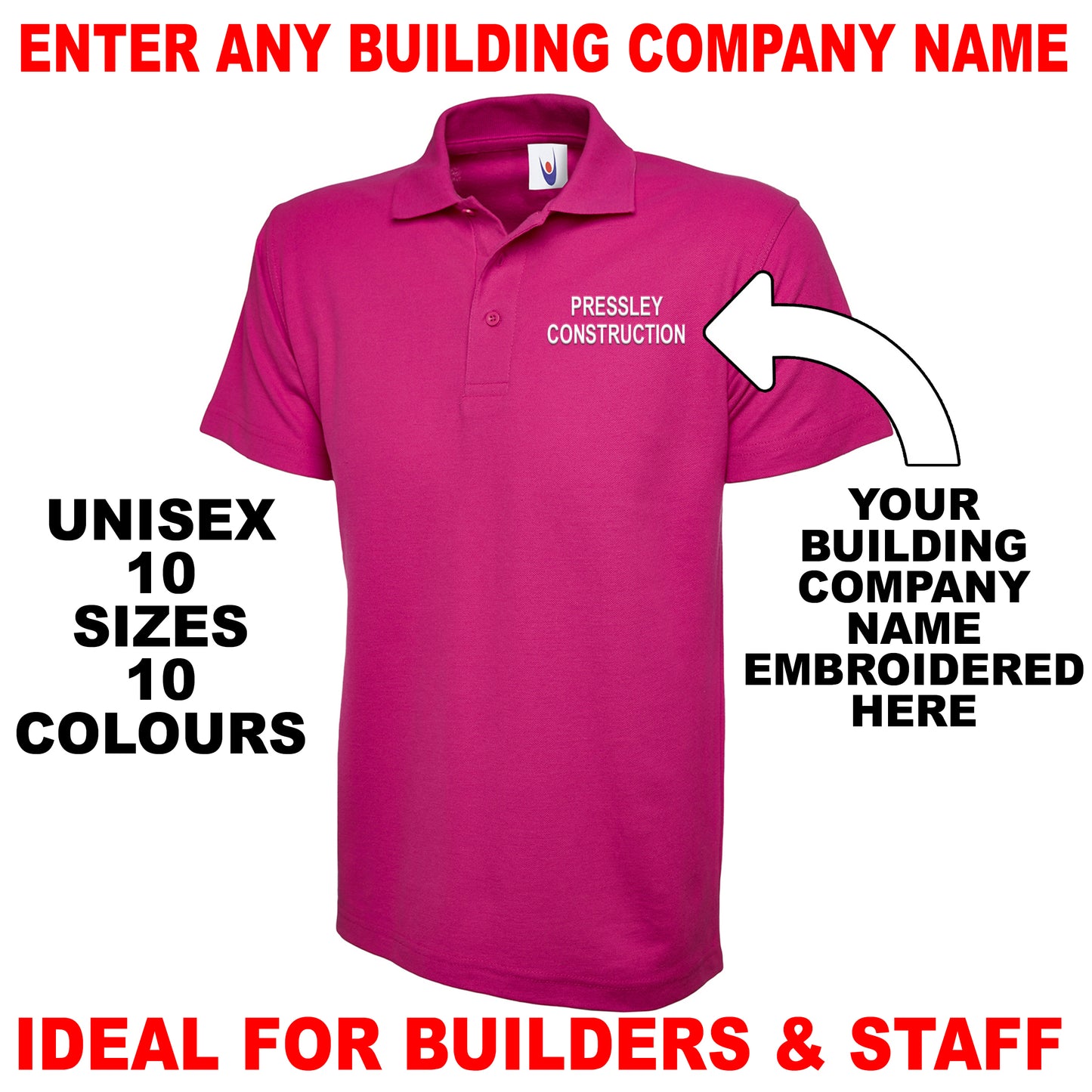 Personalised Building Company Polo Shirt UK