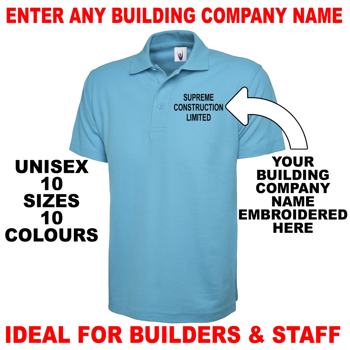 Personalised Building Company Polo Shirt UK
