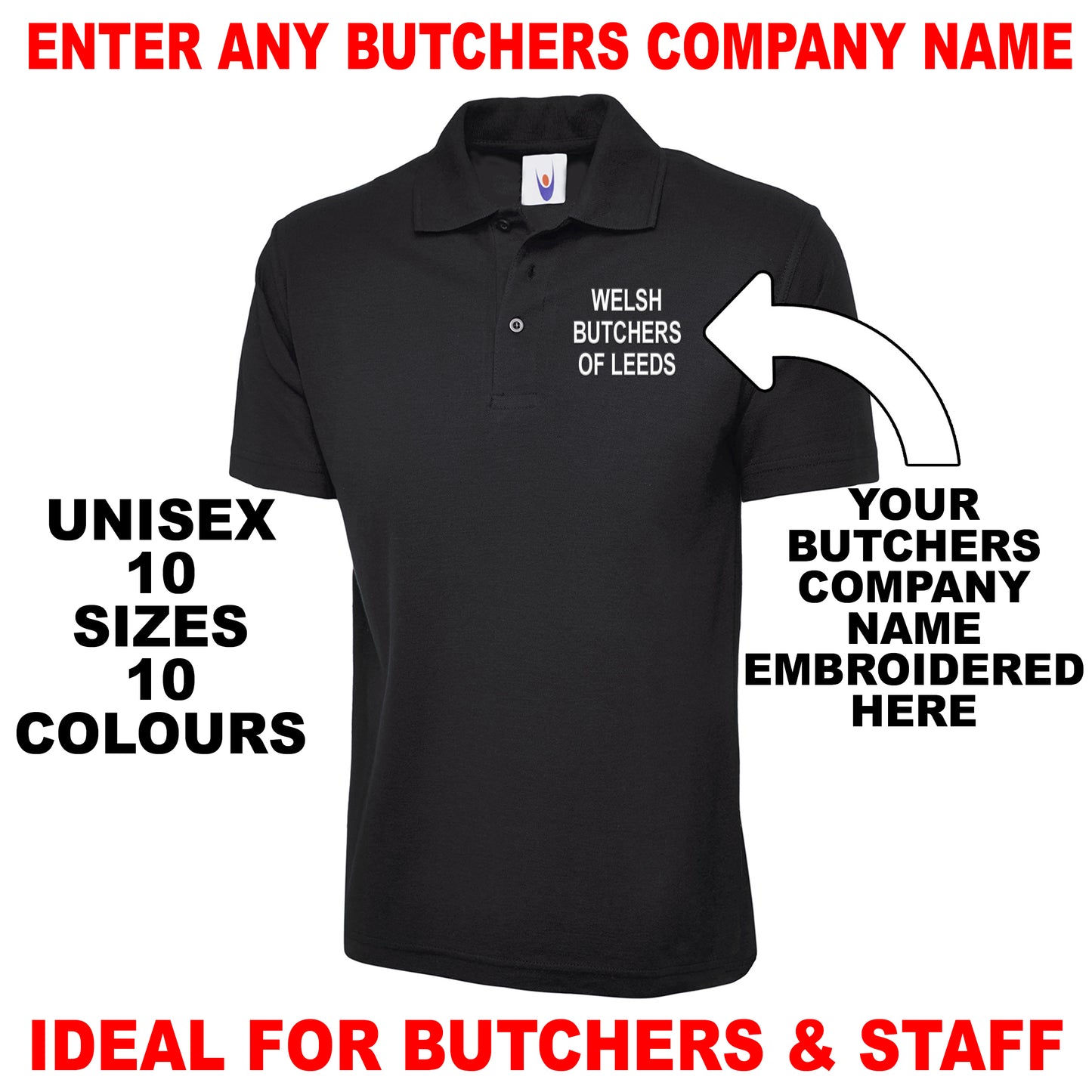 Personalised Butchers Polo Shirts UK