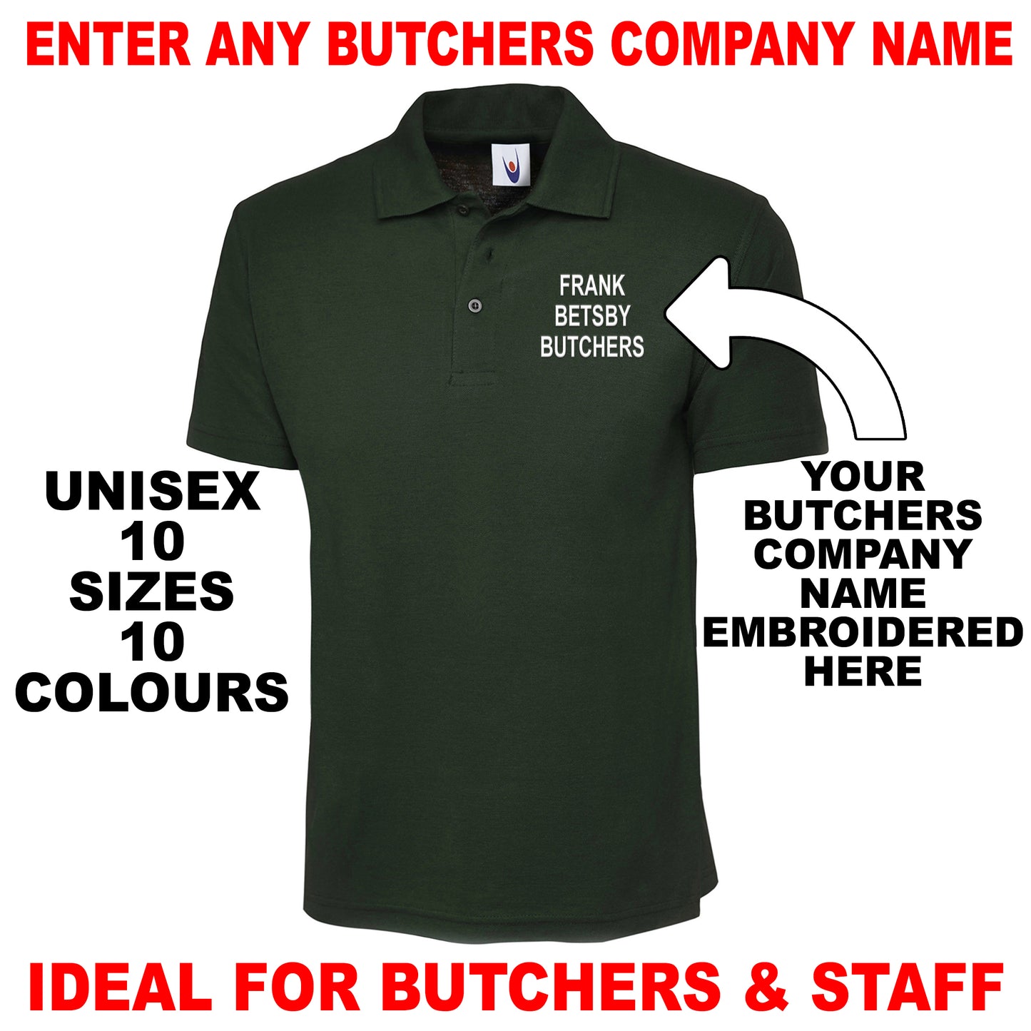 Personalised Butchers Polo Shirts UK
