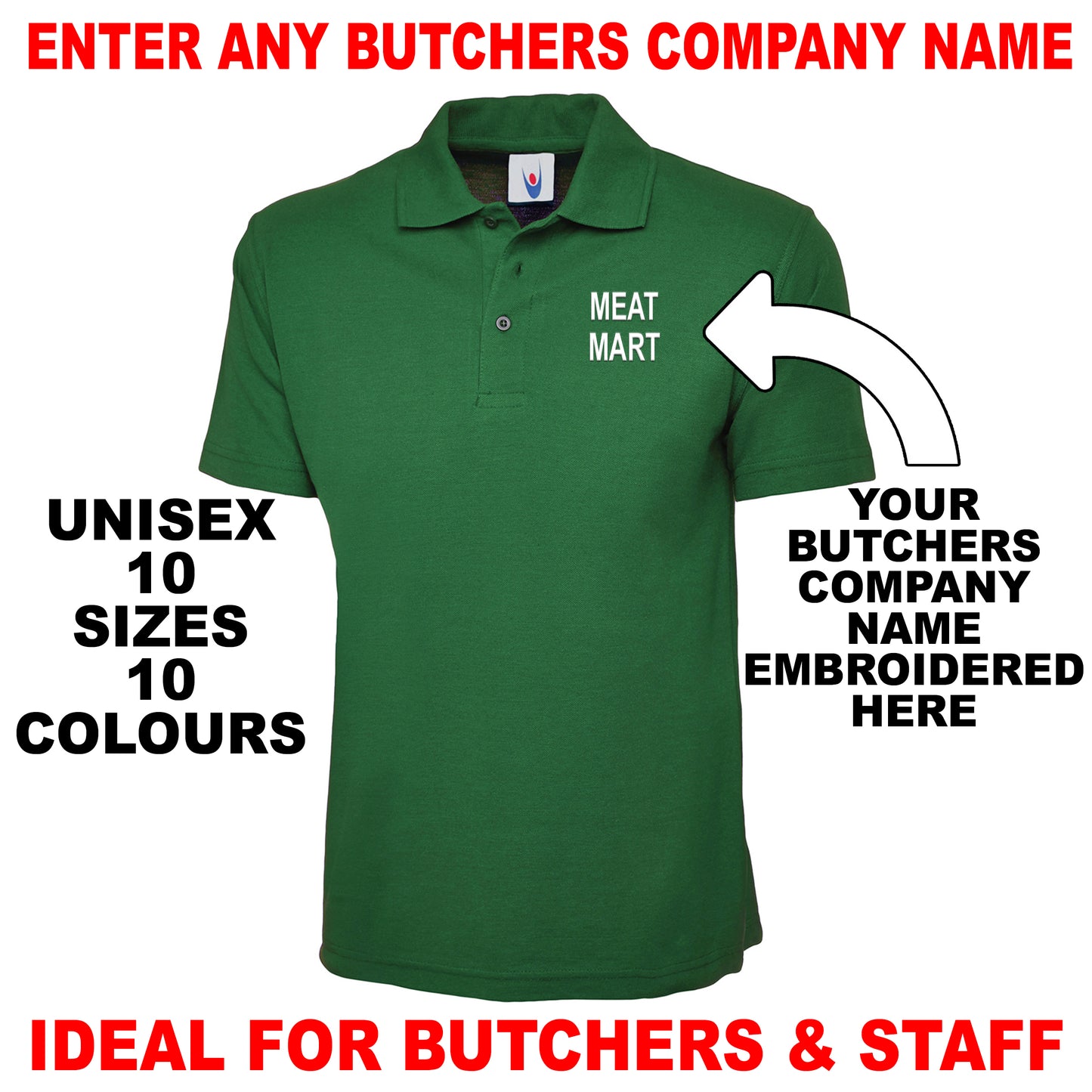 Personalised Butchers Polo Shirts UK