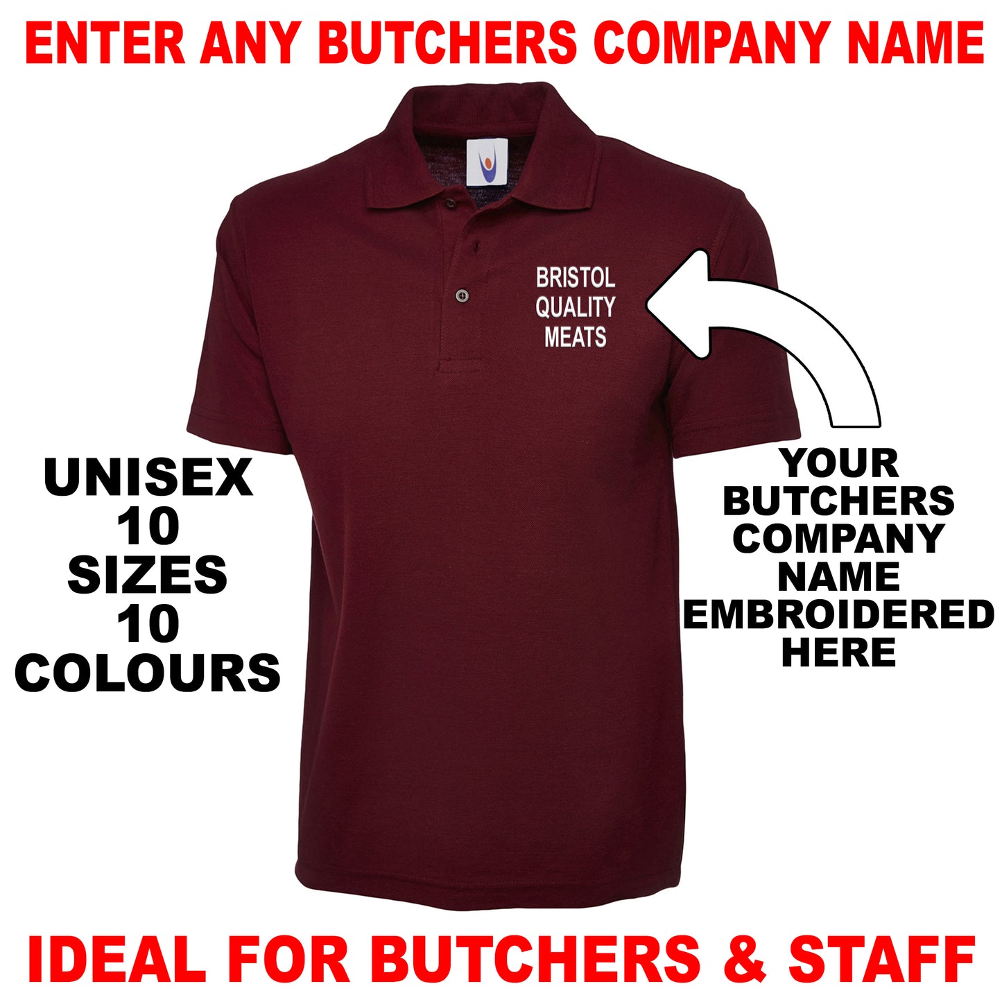 Personalised Butchers Polo Shirts UK