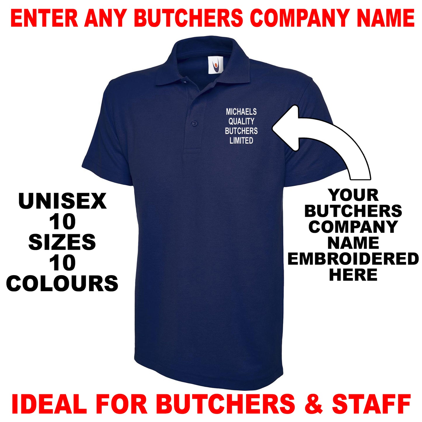 Personalised Butchers Polo Shirts UK