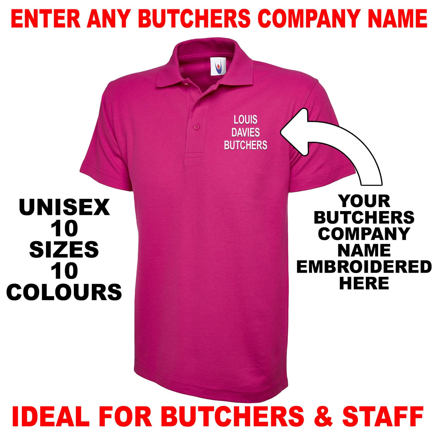 Personalised Butchers Polo Shirts UK