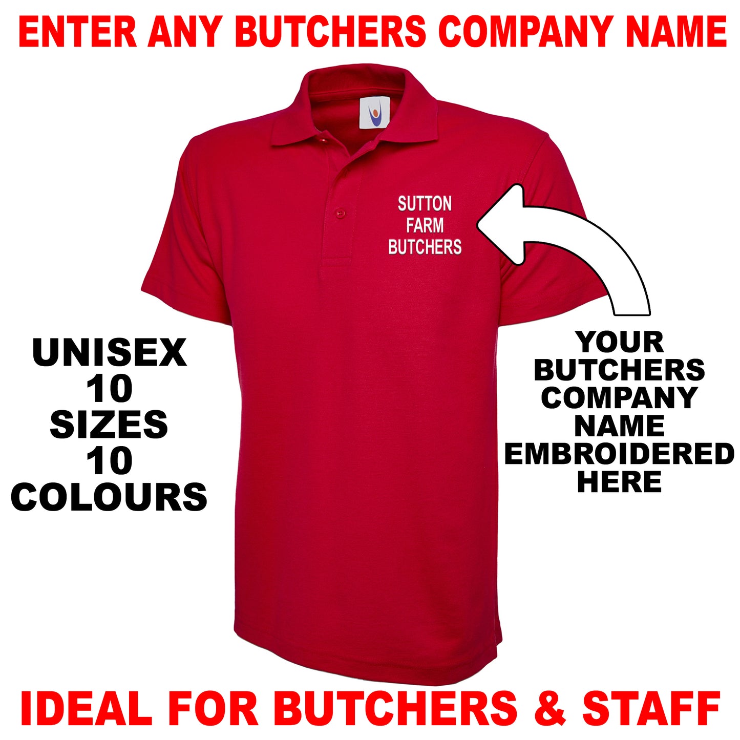 Personalised Butchers Polo Shirts UK