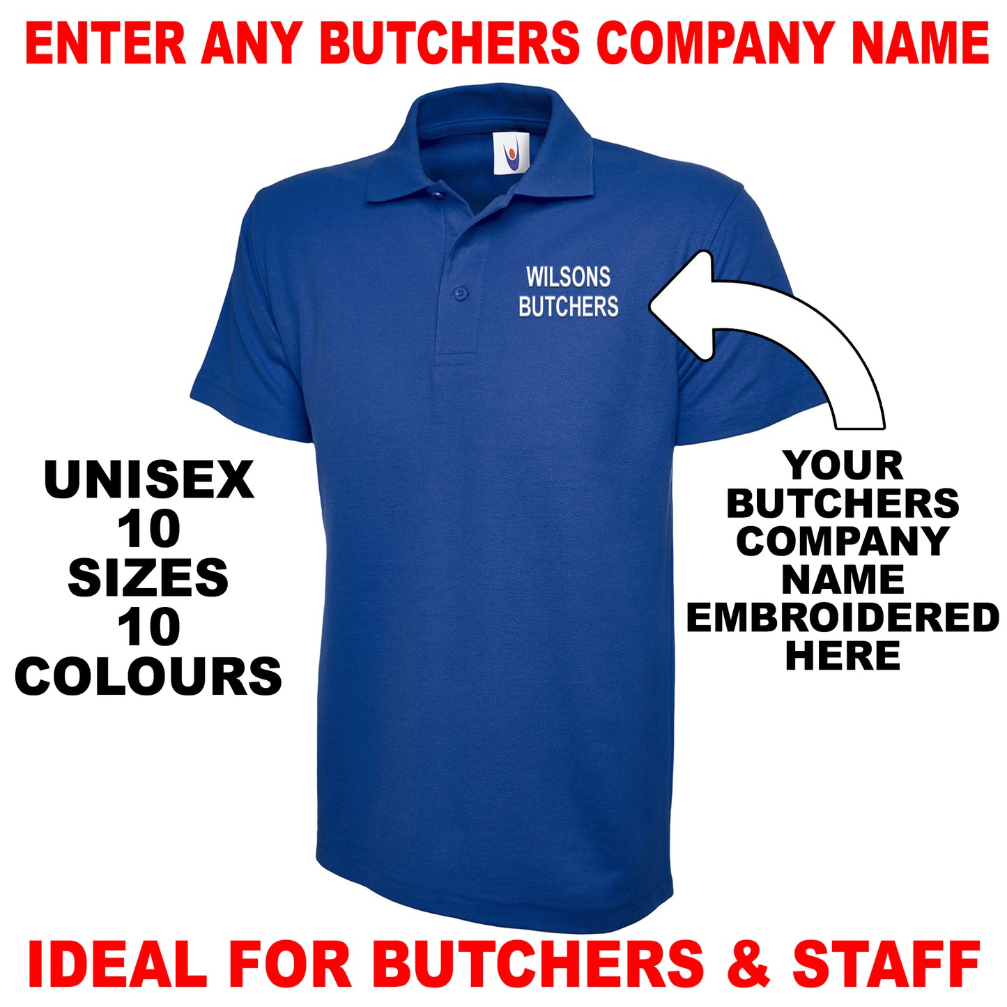 Personalised Butchers Polo Shirts UK