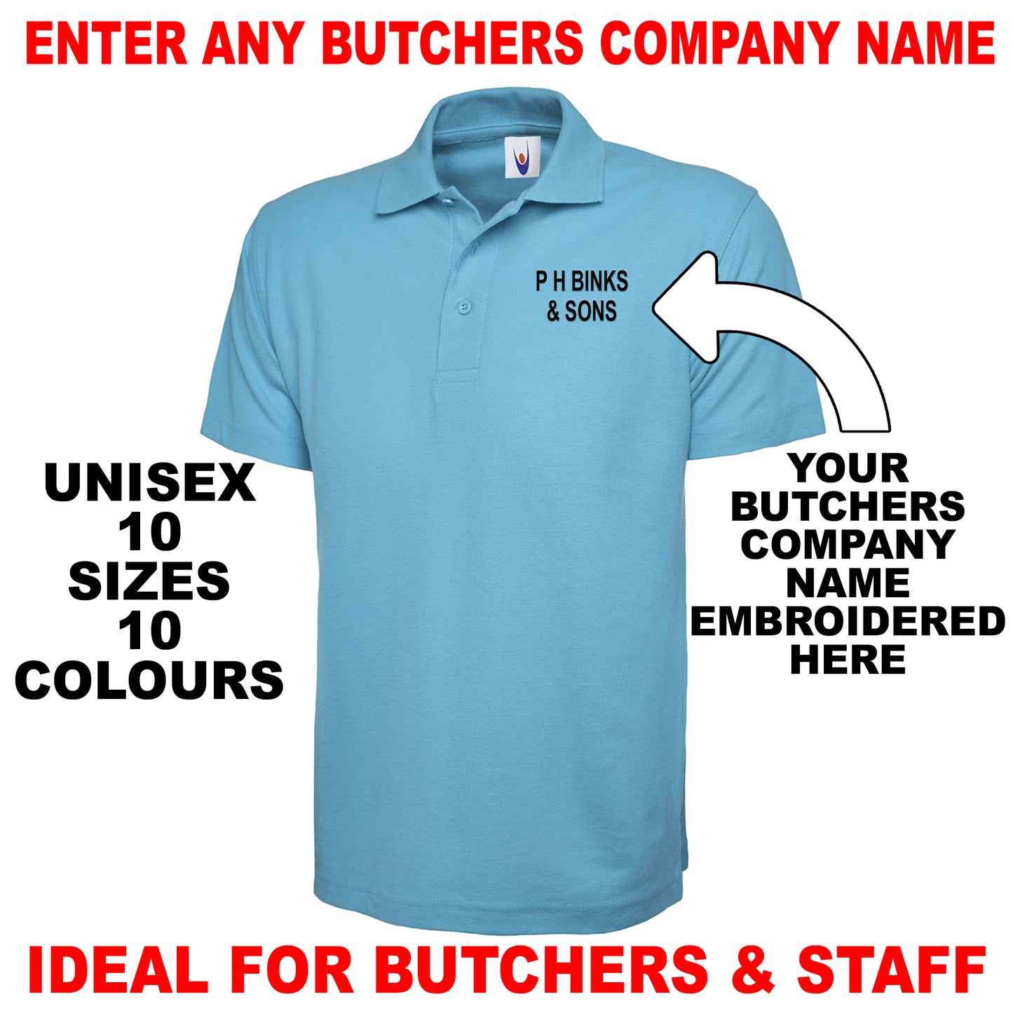 Personalised Butchers Polo Shirts UK