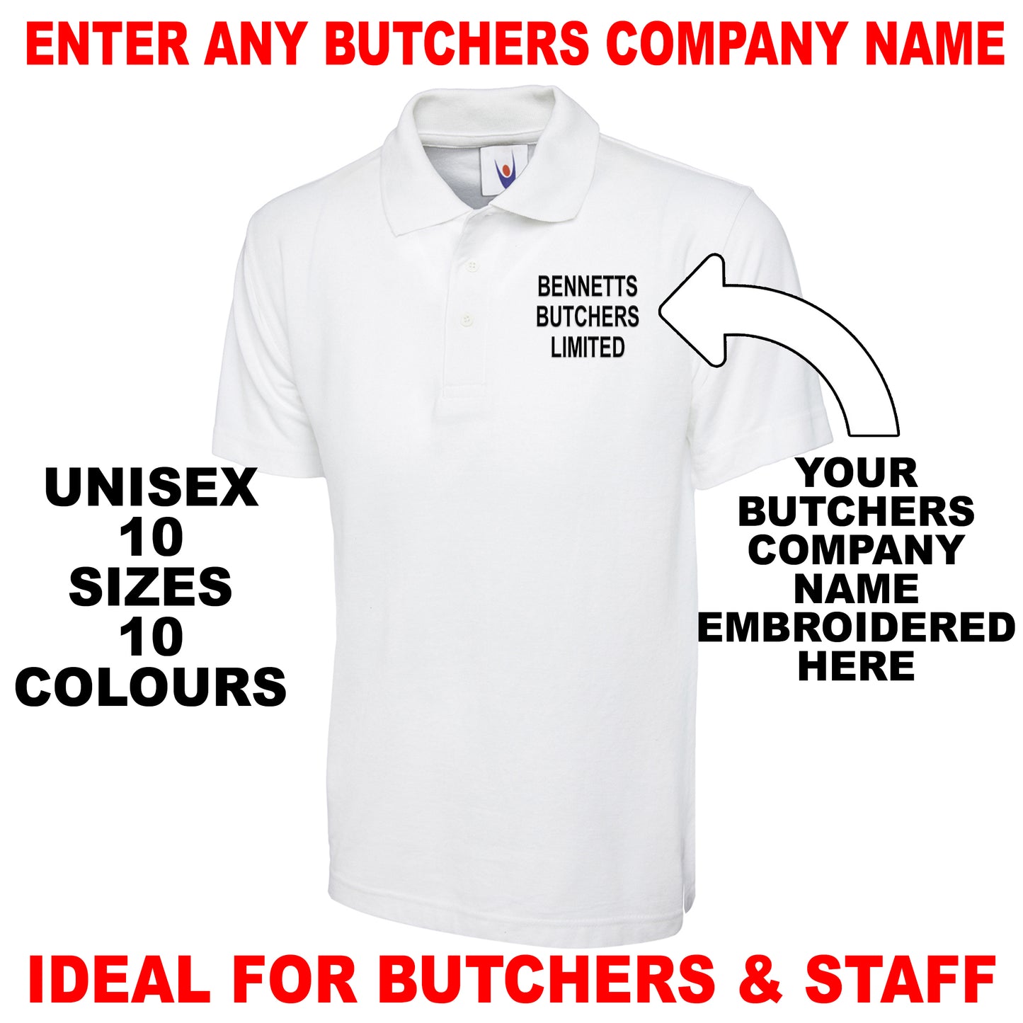 Personalised Butchers Polo Shirts UK