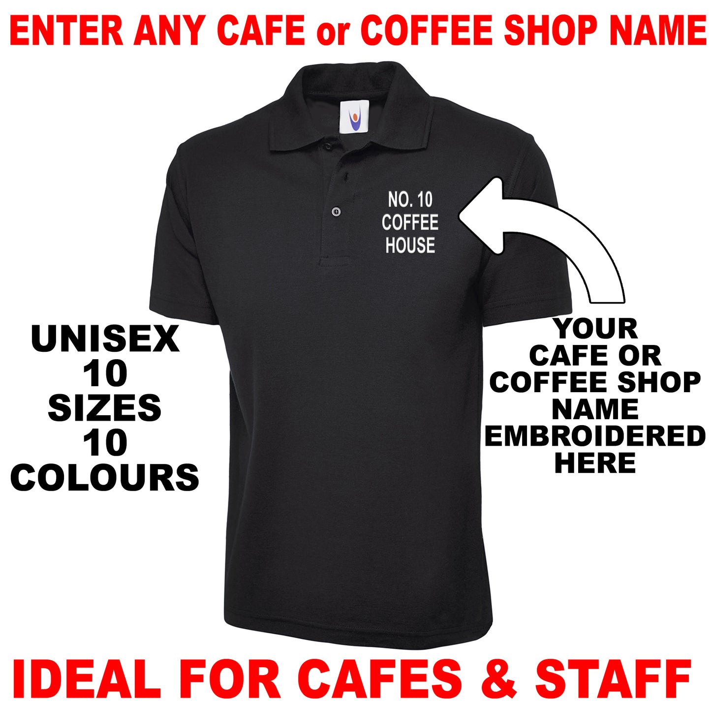Personalised Cafe Polo Shirts UK