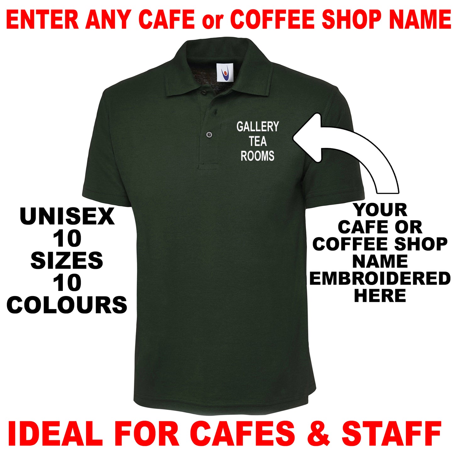Personalised Cafe Polo Shirts UK