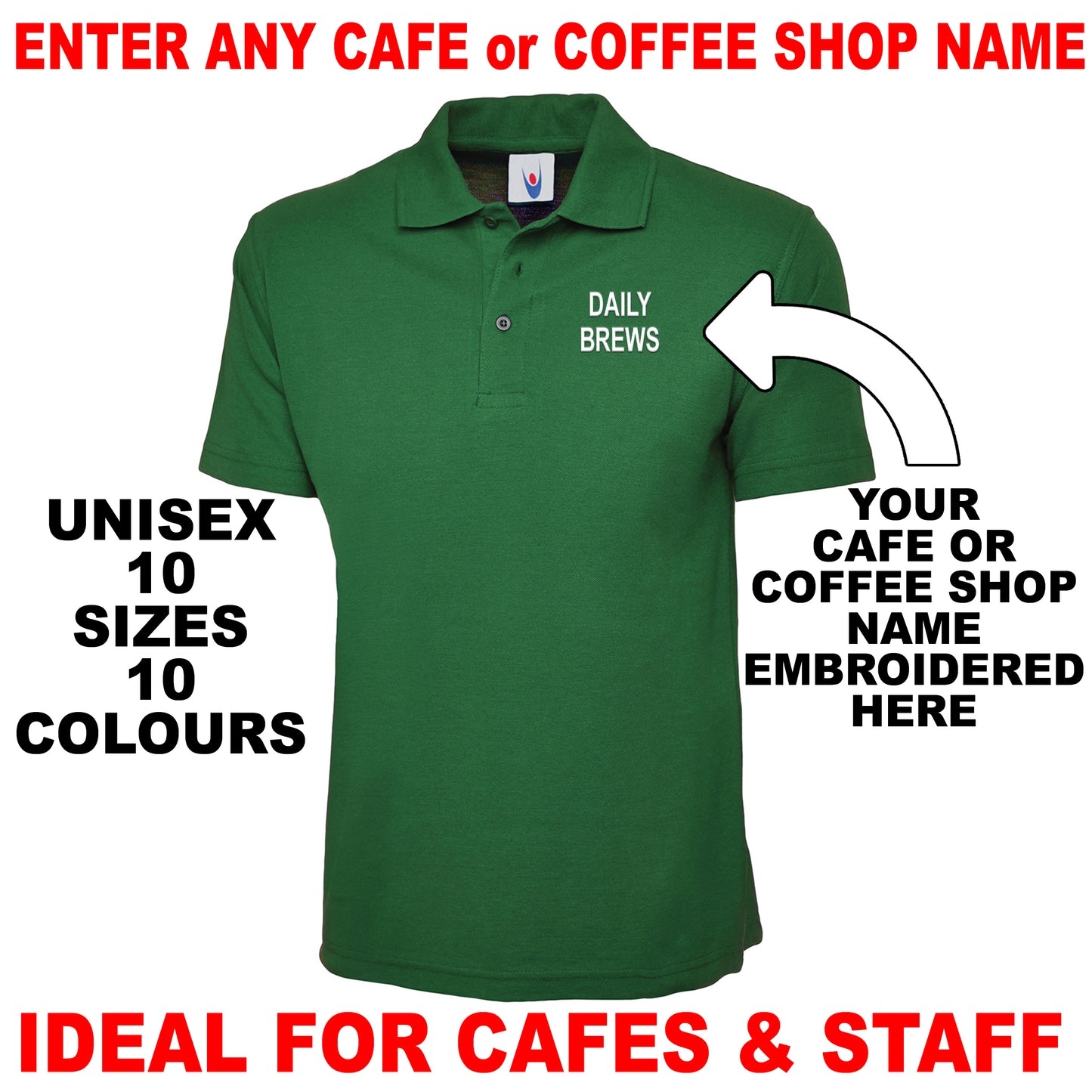 Personalised Cafe Polo Shirts UK