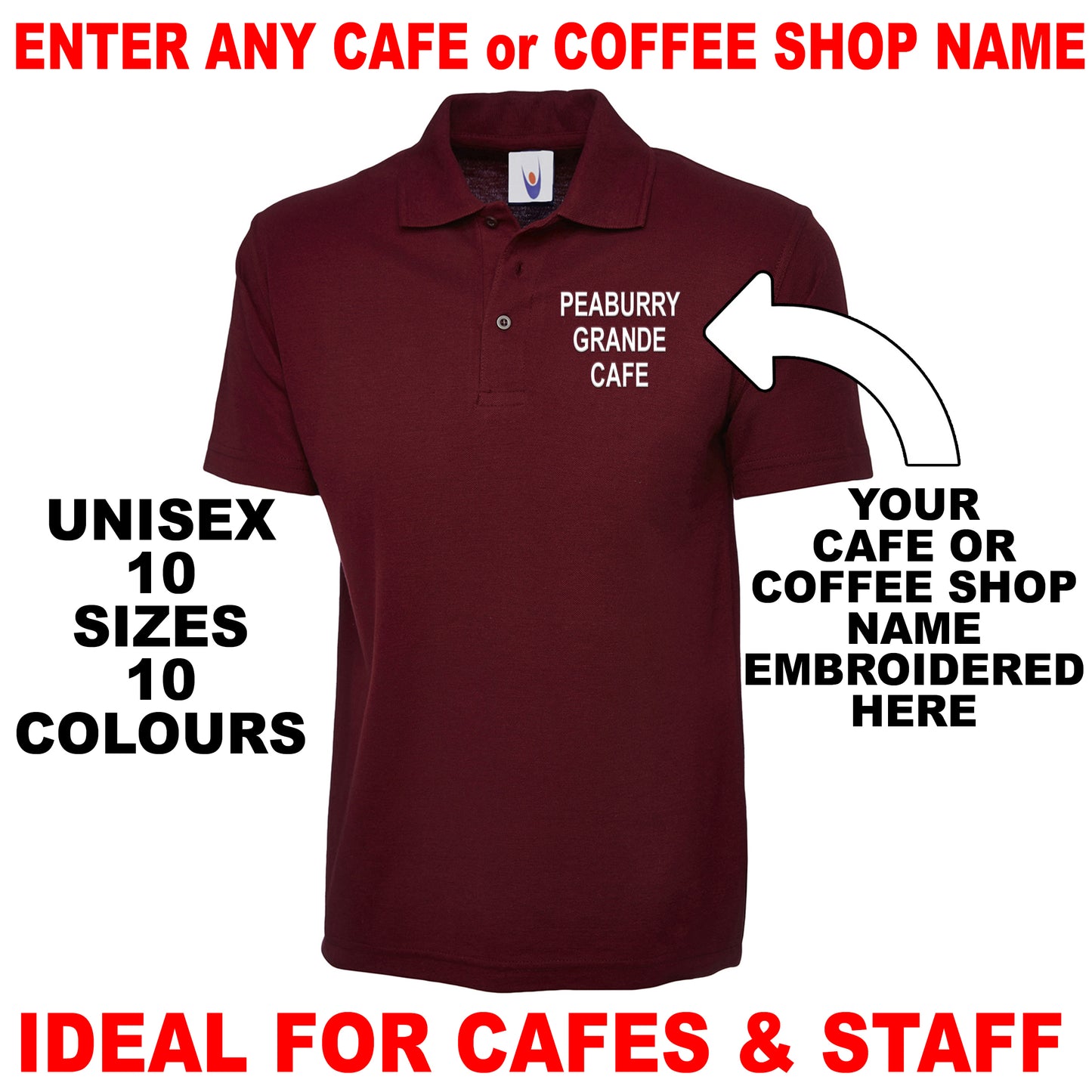 Personalised Cafe Polo Shirts UK