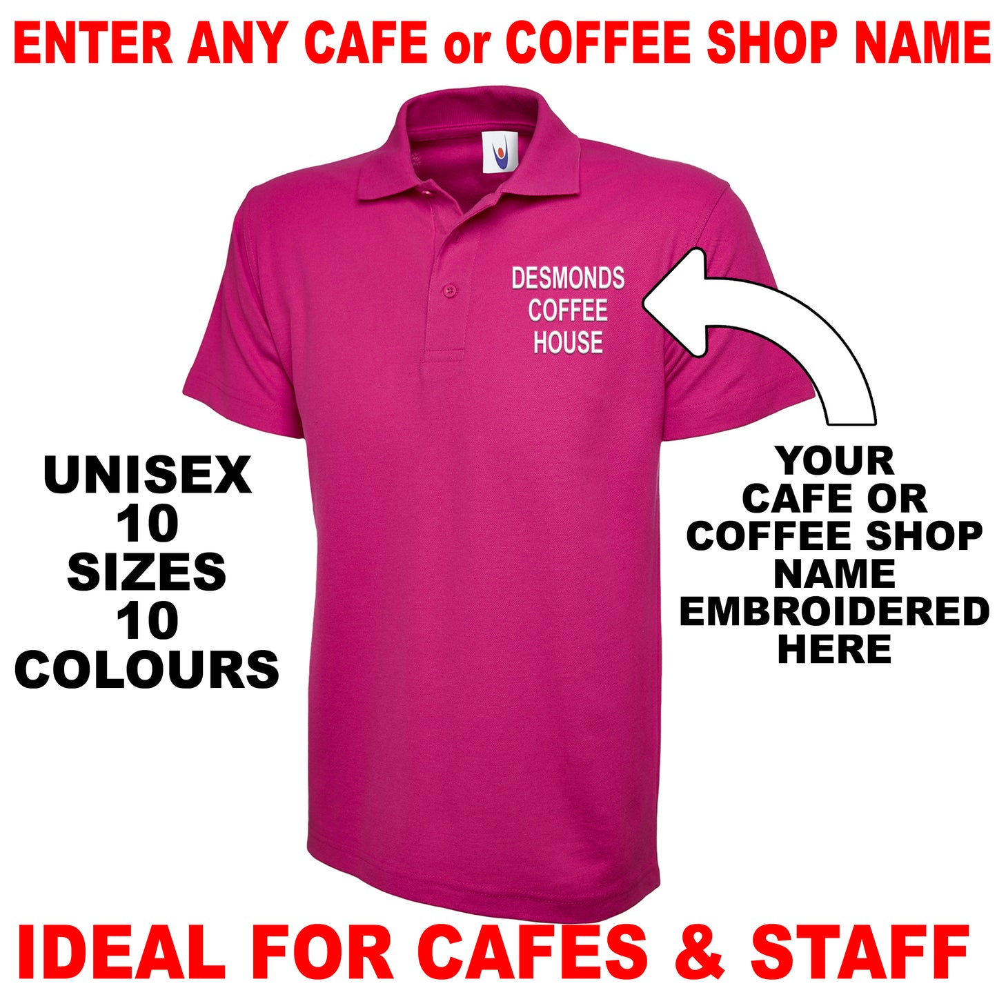 Personalised Cafe Polo Shirts UK