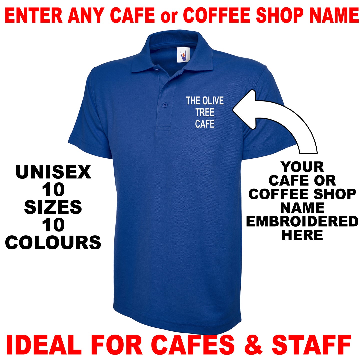 Personalised Cafe Polo Shirts UK