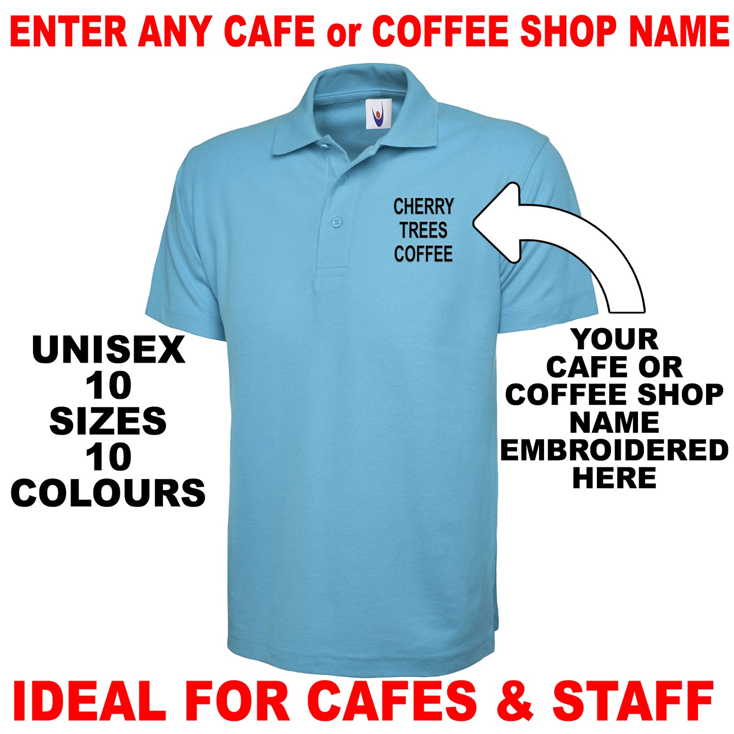 Personalised Cafe Polo Shirts UK