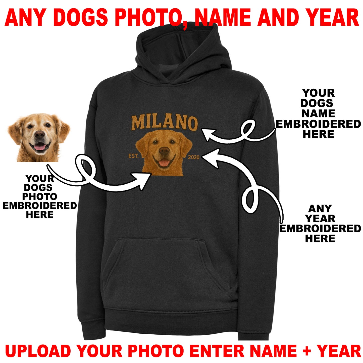 Custom Embroidered Dog Hoodie