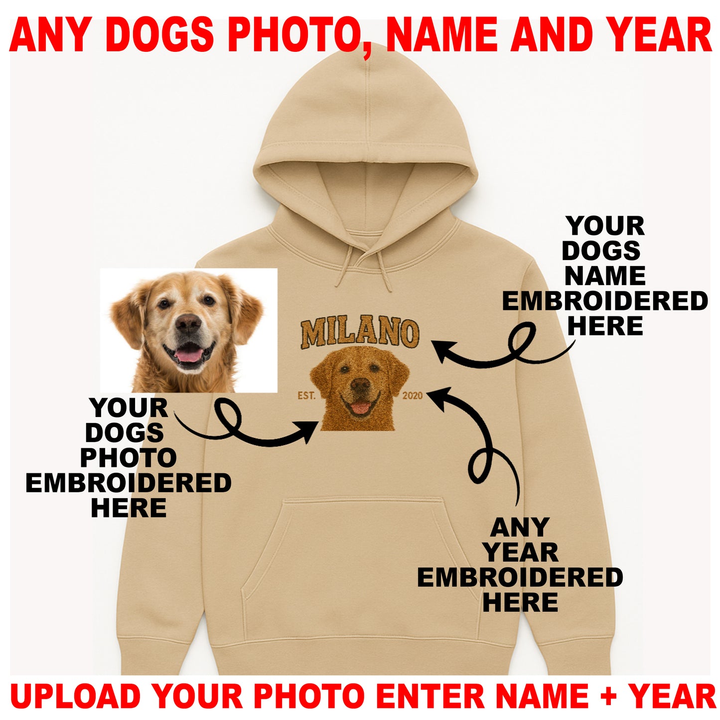 Custom Embroidered Dog Hoodie