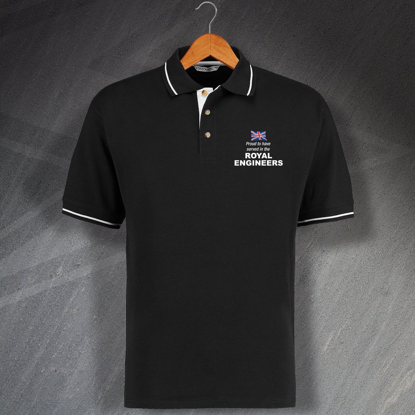Personalised Military Contrast Polo Shirt Embroidered with any Service or Regiment