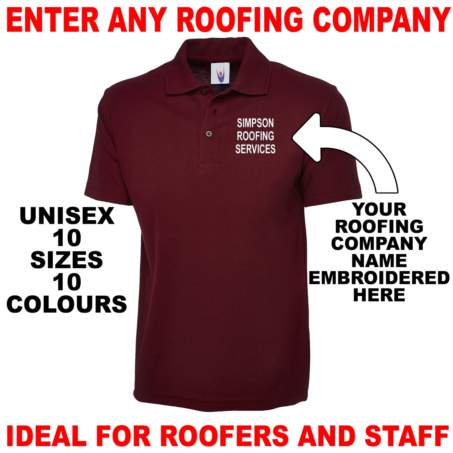 Personalised Roofing Polo Shirt UK