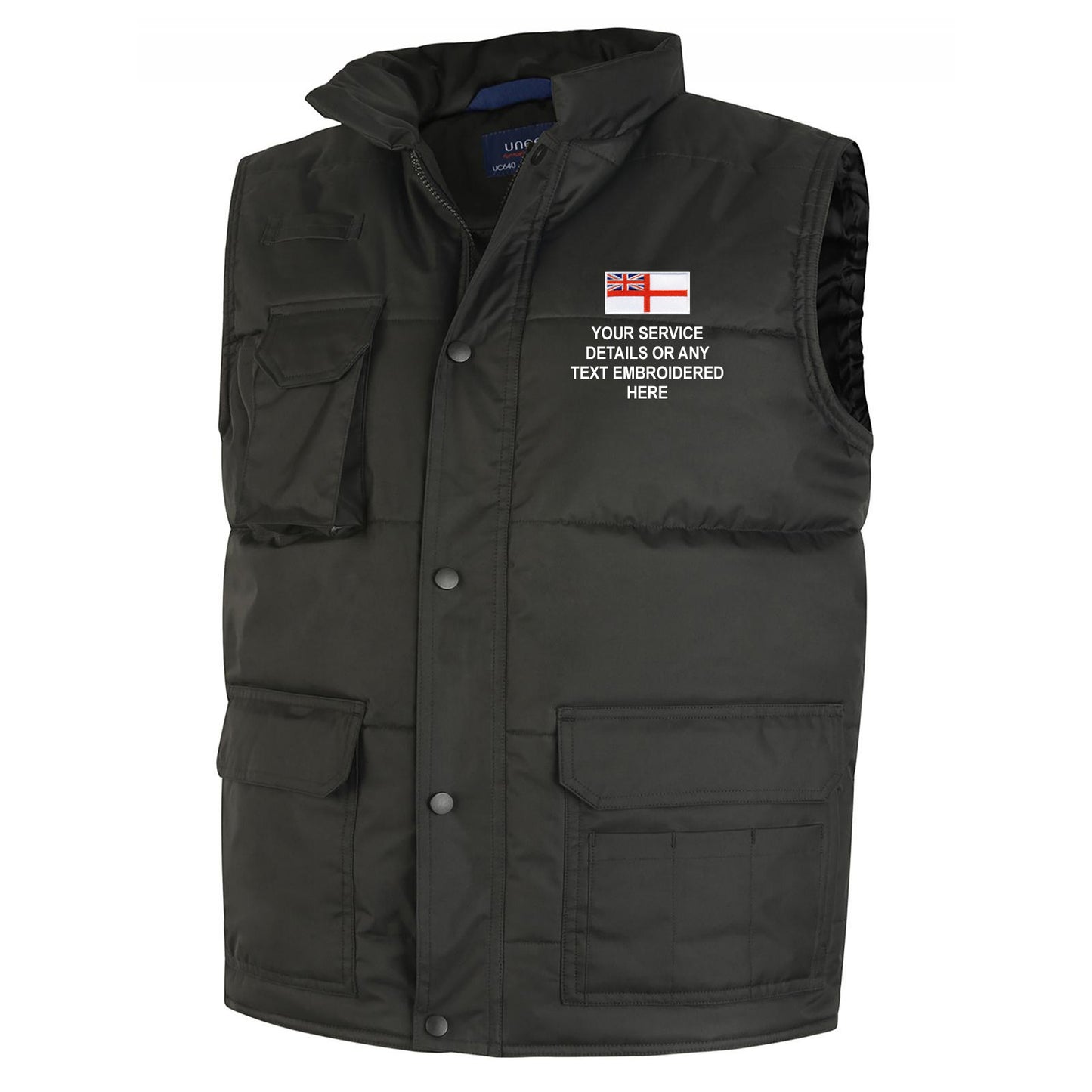 Personalised Royal Navy Gilet Embroidered Flag