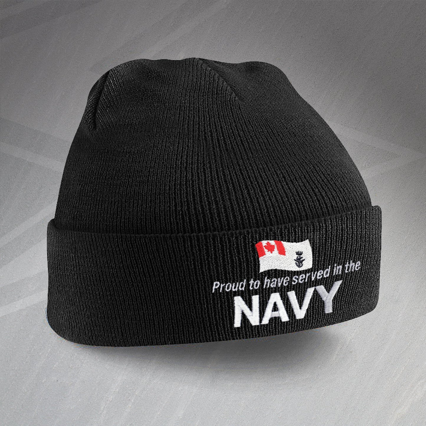 Proud to Have Served In The Canadian Navy Embroidered Beanie Hat