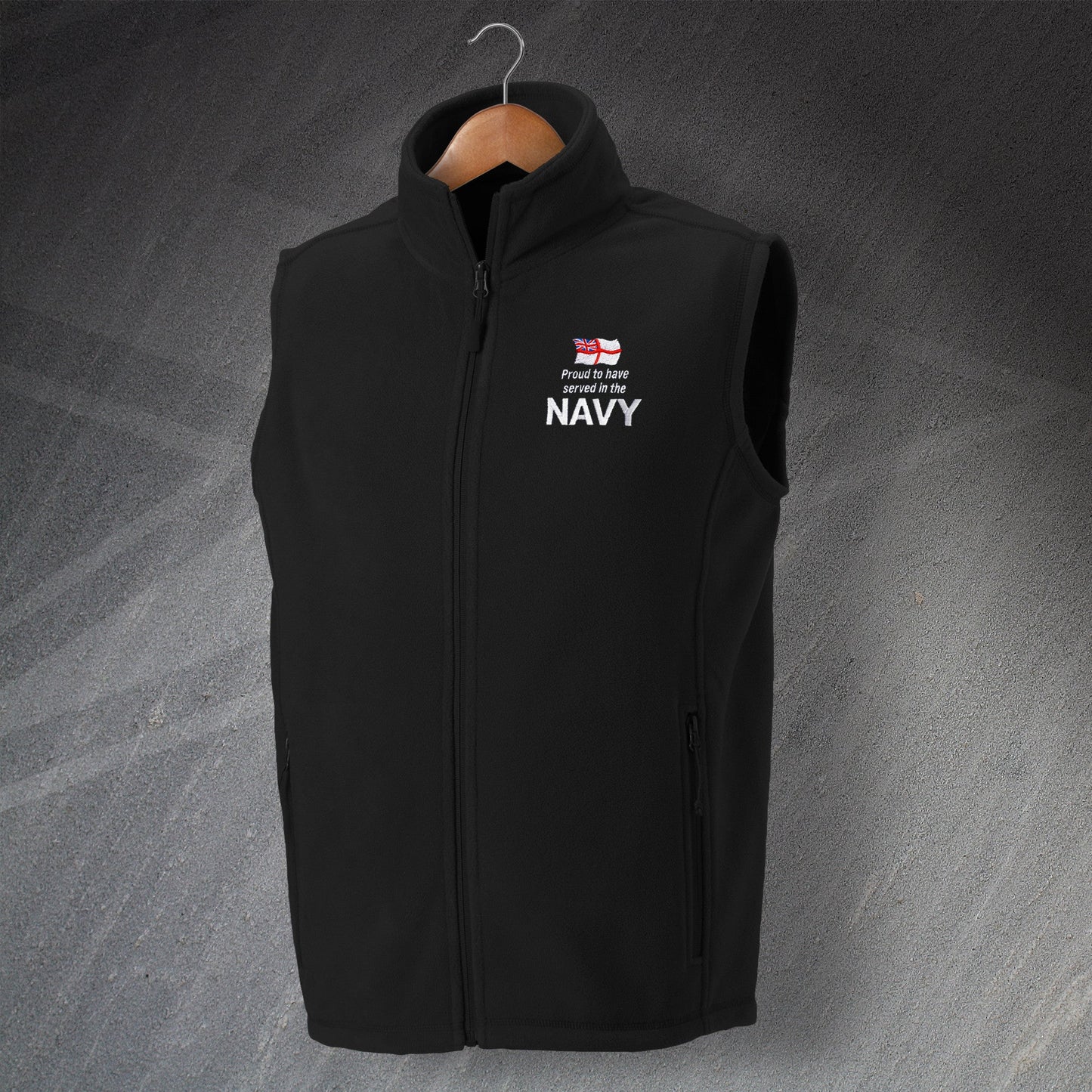Navy Embroidered Fleece Gilet