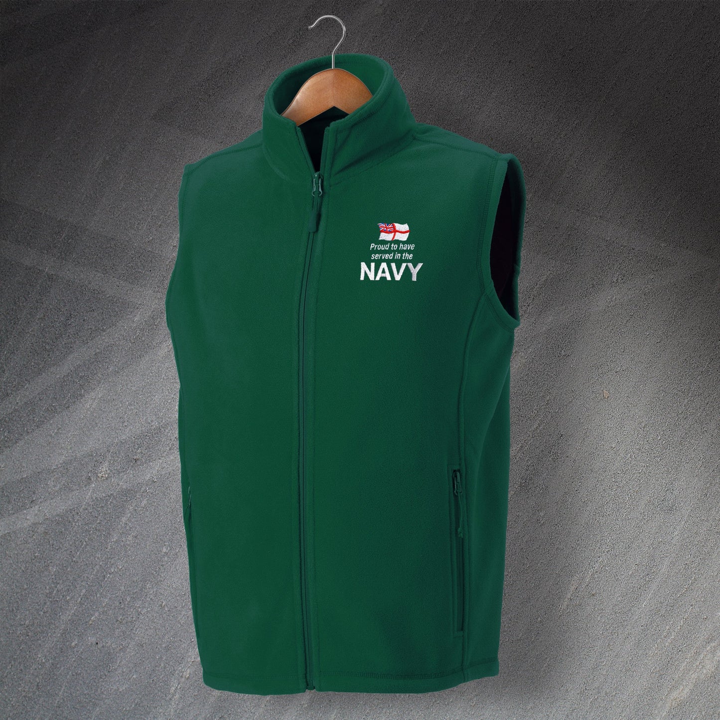 Navy Embroidered Fleece Gilet