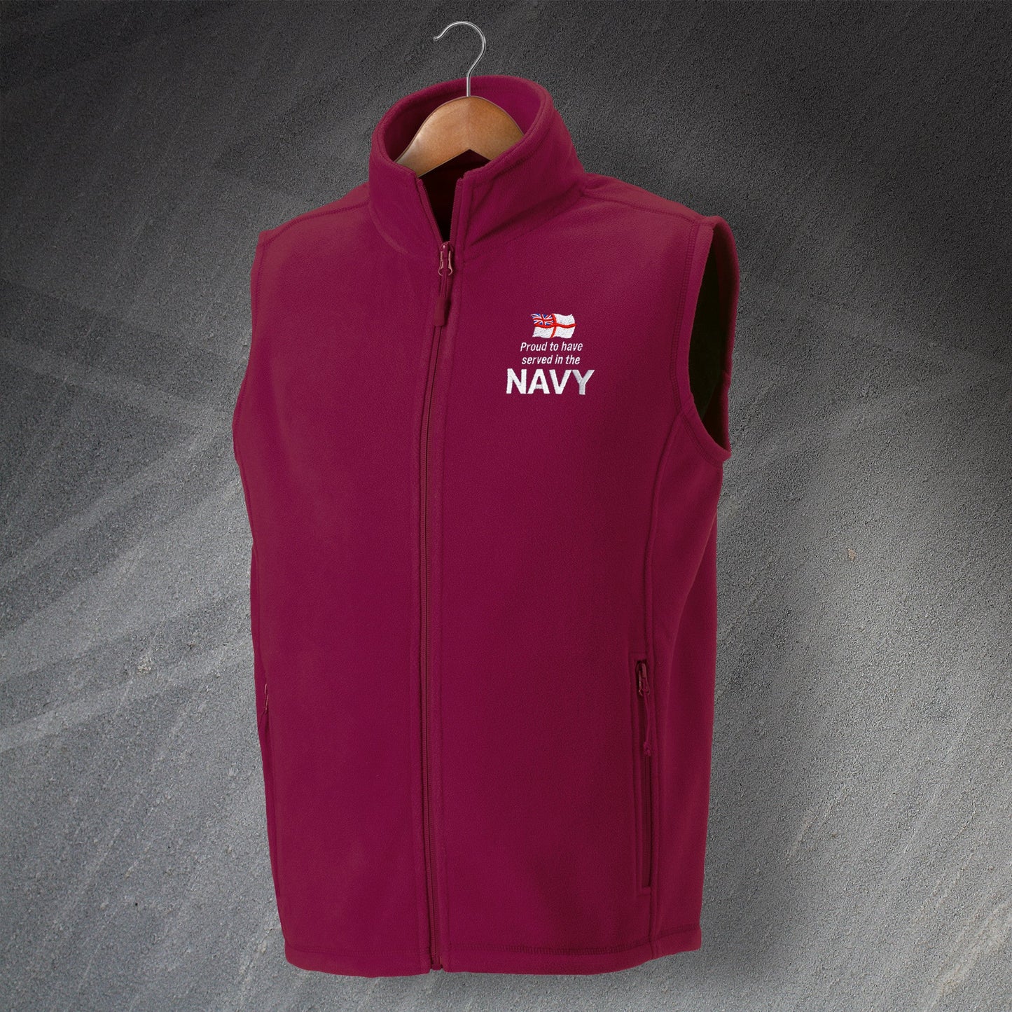 Navy Embroidered Fleece Gilet