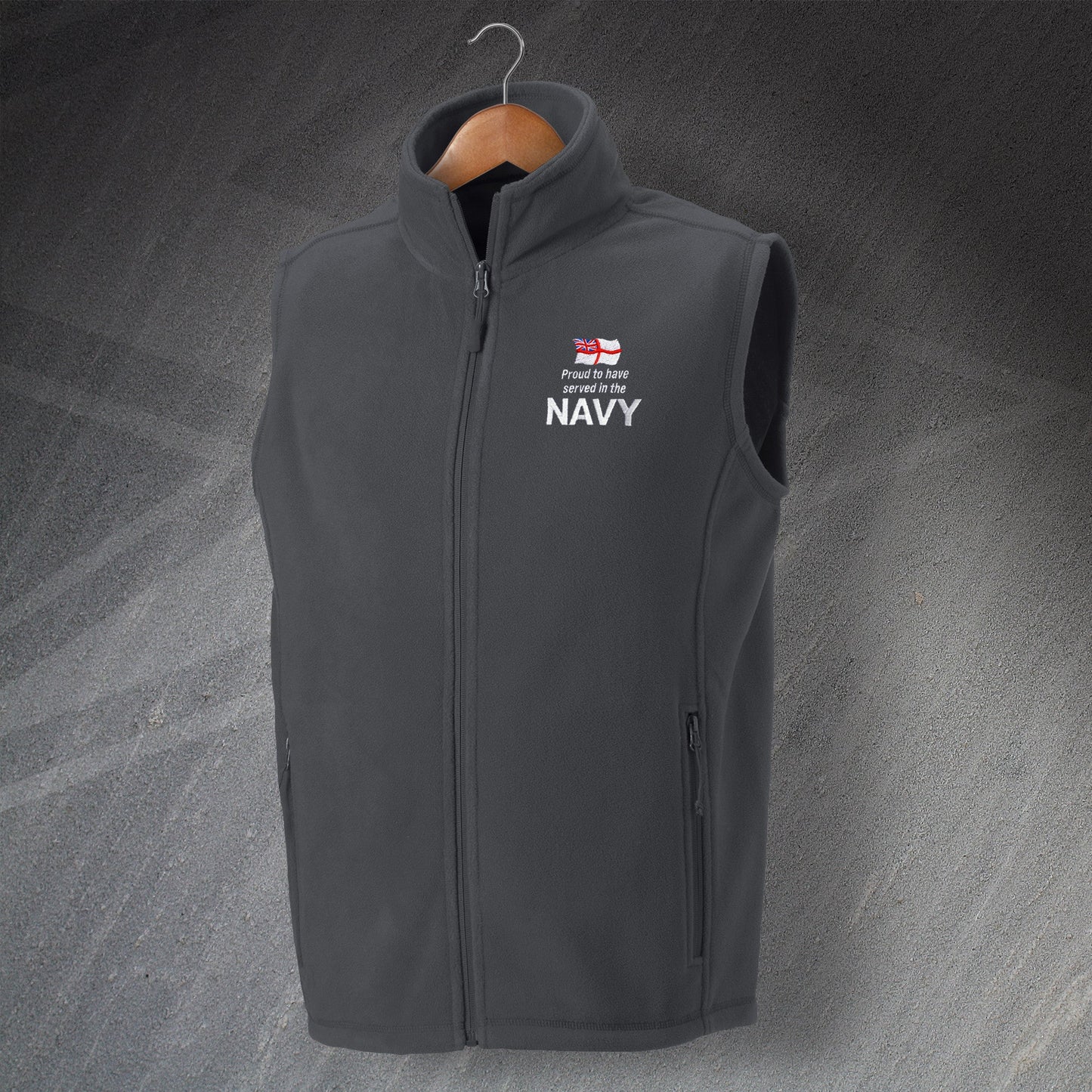 Navy Embroidered Fleece Gilet