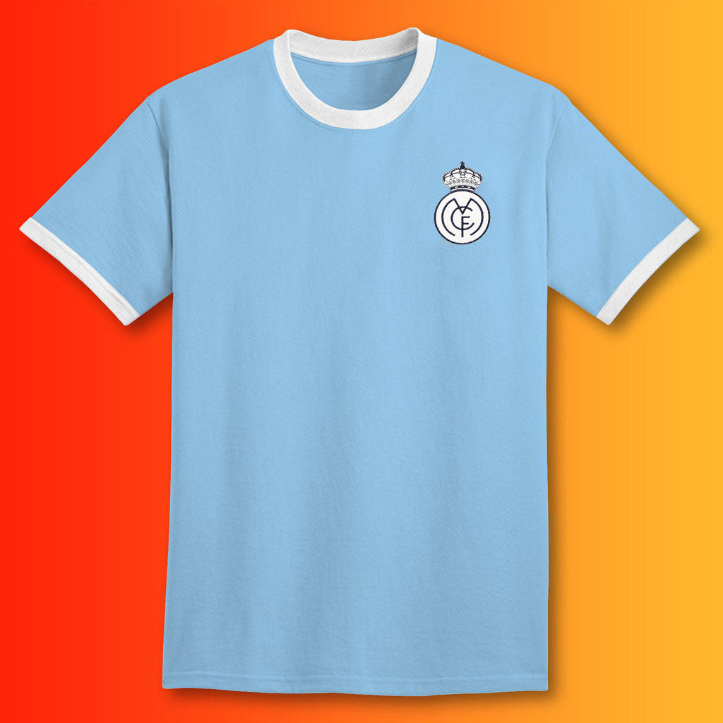 Retro Real Shirt with Embroidered Badge Sky Blue