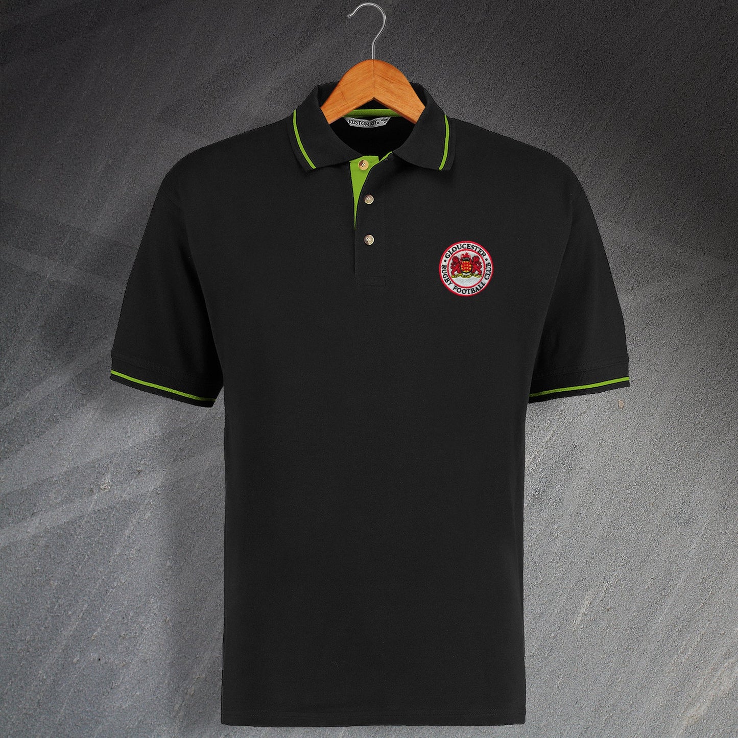 Retro Gloucester RFC Embroidered Contrast Polo Shirt