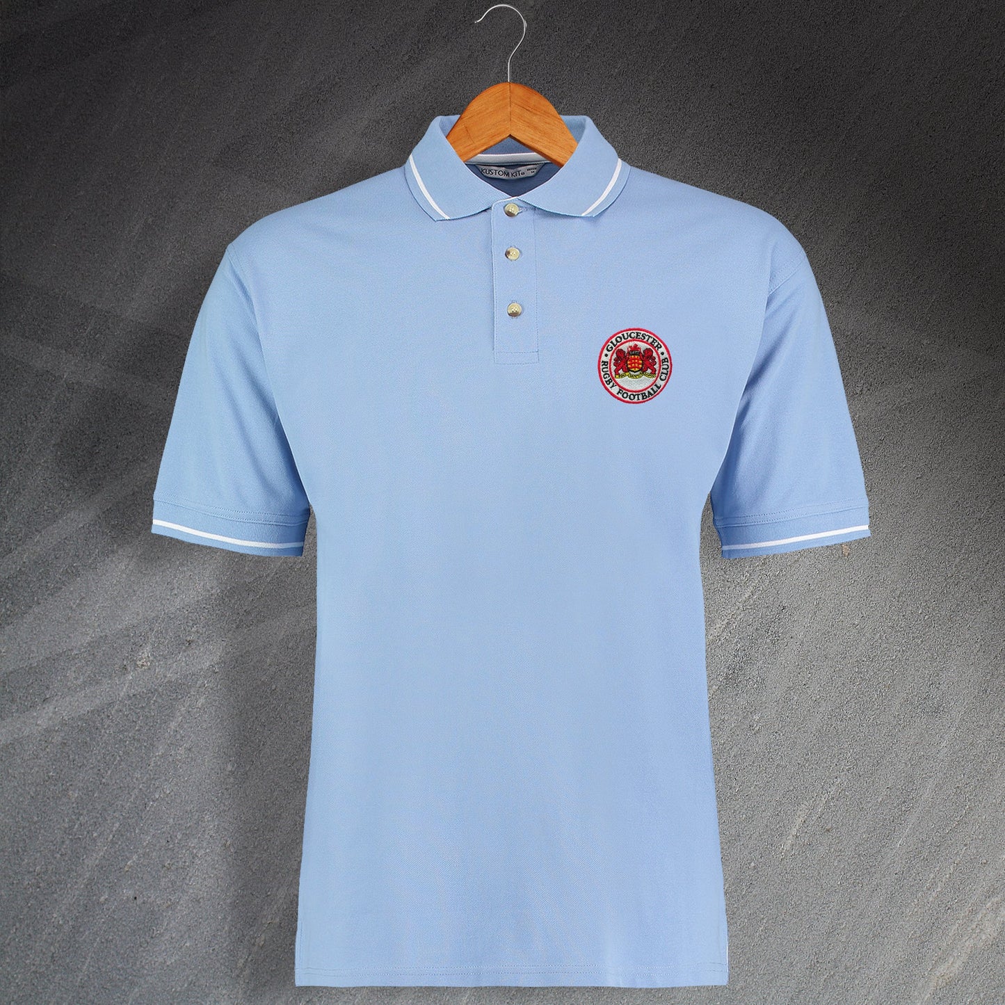 Retro Gloucester RFC Embroidered Contrast Polo Shirt