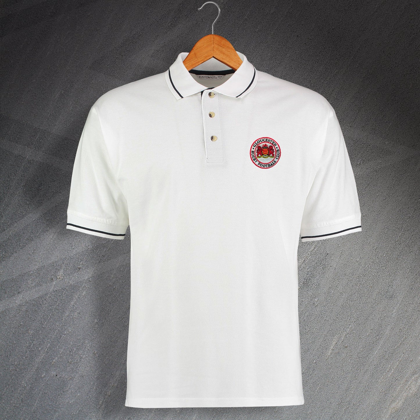 Retro Gloucester RFC Embroidered Contrast Polo Shirt