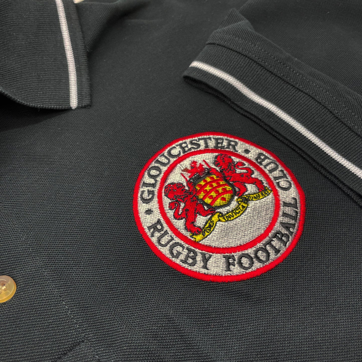Retro Gloucester Rugby Embroidered Contrast Polo Shirt