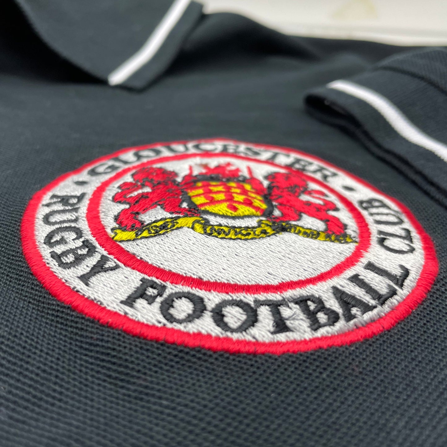 Retro Gloucester Rugby Embroidered Contrast Polo Shirt