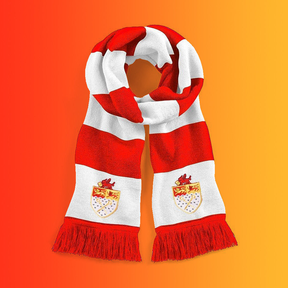 Retro Wrexham Bar Scarf with Embroidered Badge